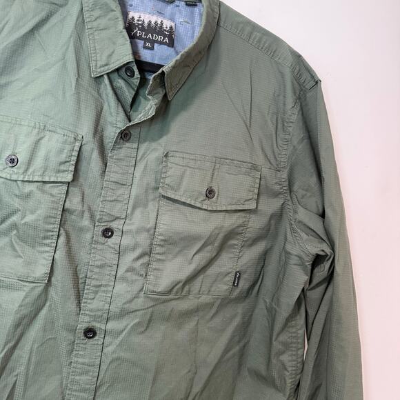 Pladra Men's Yuba Fishing Shirt Button Front Green XL Ripstop UPF Trail Outdoor - Picture 6 of 9